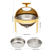 Round Chafing Dish Buffet Set 6L Roll Top Stainless Steel Buffet Warmer