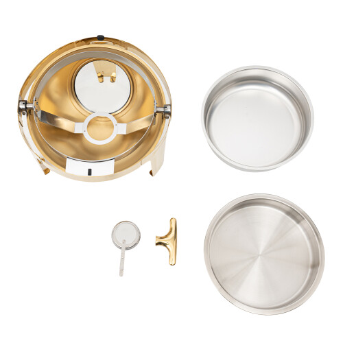 Round Chafing Dish Buffet Set 6L Roll Top Stainless Steel Buffet Warmer 1