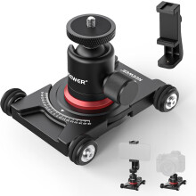 NEEWER Dolly Camera Slider with Ball Head and Phone Clamp, 4 Wheel Table Dolly w