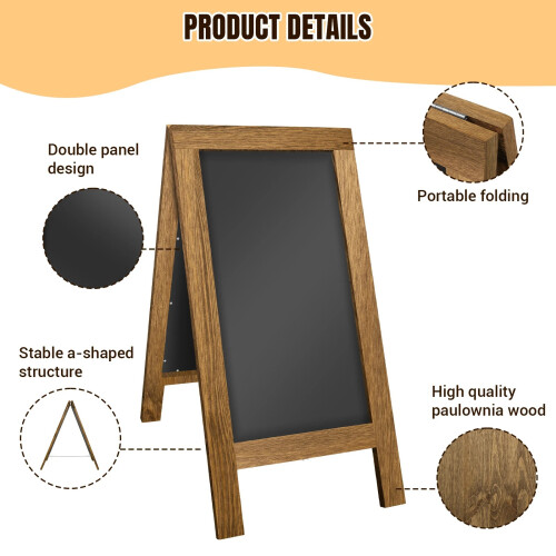 Double Sided Wooden A-Frame Stand Up Blackboard 2