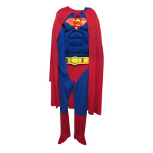 (L, Blue/Red/Yellow) Superman Mens Deluxe Muscles Costume