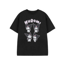 (9-10 Years, Black) Hello Kitty Girls Kuromi Heart Short-Sleeved T-Shirt