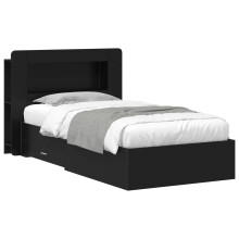 vidaXL Bed Frame with Storage Black 75 x 190 cm Engineered Wood