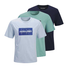 (8 Years, Navy/Mint/Blue) Jack And Jones Childrens/Kids Logo T-Shirt (Pack of 3)