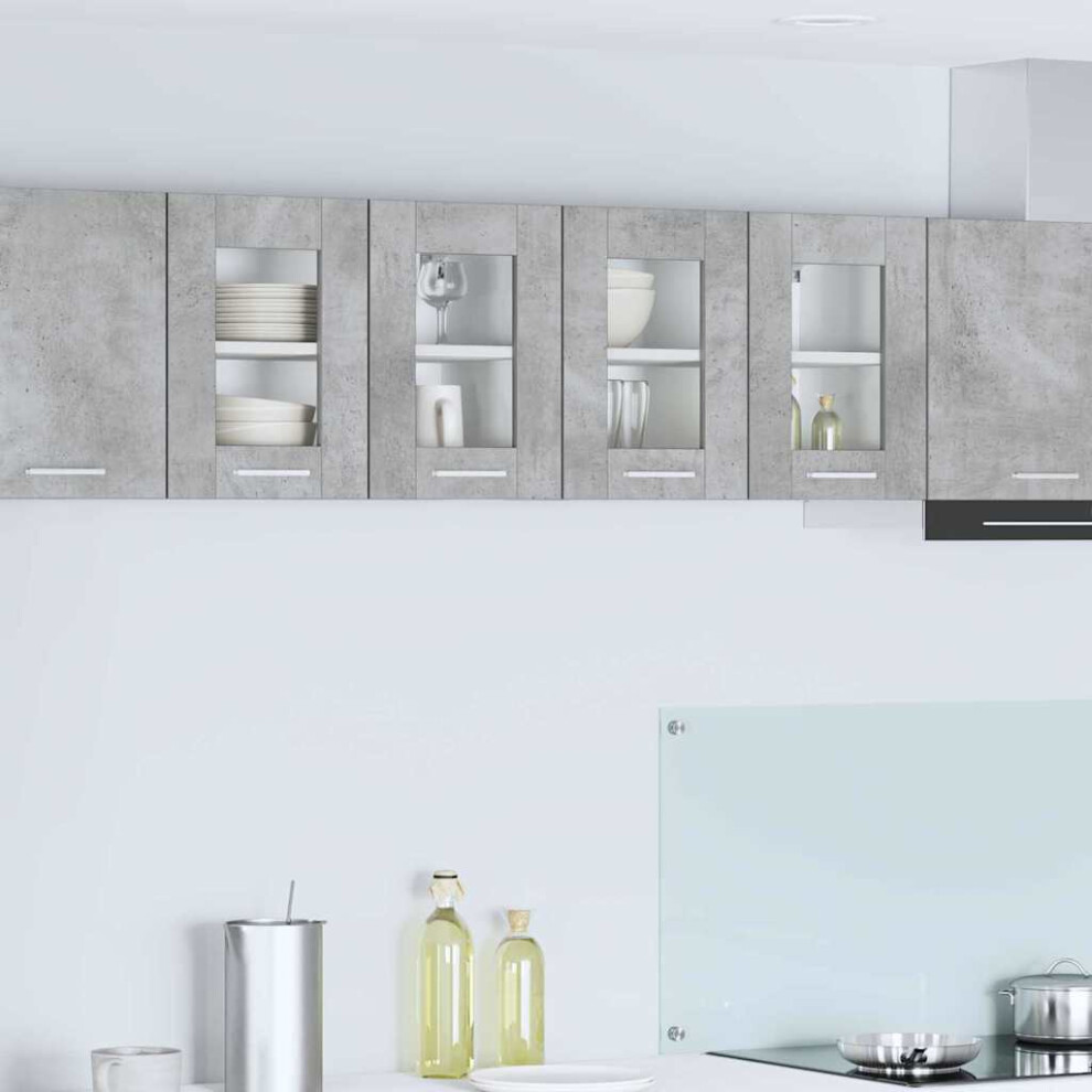 Vidaxl Hanging Cabinet With Door 2 Pcs Concrete Grey 60 X 31 X 40 Cm 8721359451061