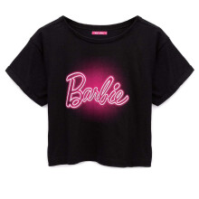 (S, Black/Neon Pink) Barbie Womens/Ladies Crop Top