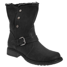(4 UK, Black) Cats Eyes Womens/Ladies Fold Down Biker Style Ankle Boots