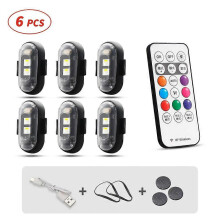 (6pcs) Motorcycle LED RGB Mini Strobe Warning Light 7 Color w/Controller Universal Drone