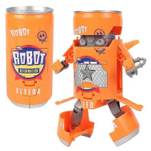 (Orange) Transformerbar läskburkrobotleksak deformationsactionfigur barnpresent