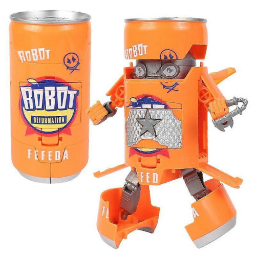 (Orange) Transformerbar läskburkrobotleksak deformationsactionfigur barnpresent