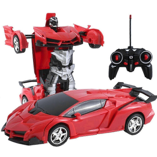 (red) Transform RC Car 1-Button Transforming 360 Rotation Drifting Gift Ages 3+