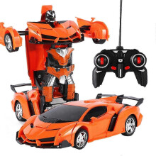 (orange) Transformer fjernstyrt bil med 1 knapp, transformerende 360 rotasjon, drifting, gave fra 3 år