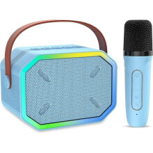 (Blue) Barnkaraokemaskin med 2 Bluetooth-mikrofoner för flickor 4-12 år, julklapp