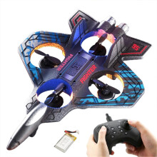 (Blue) RC-Schaumstoffflugzeug mit Lichtern, 360-Flip-Stunt-Jäger für Kinder, Anfängergeschenk
