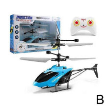 (Remote Control, Blue) USB-uppladdningsbar infraröd sensor RC-helikopterdrönare för pojkar utomhusleksak
