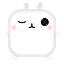 (White) Tragbare Mini-Kamera mit Thermodruck für Kinder, Silikonhülle, Geschenk für Jungen und Mädchen, Weiß