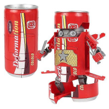 (Red) Transformerbar läskburkrobotleksak deformationsactionfigur barnpresent