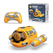 (Yellow) RC-Boot für Kinder mit selbstaufrichtendem LED-Licht, Sprühfunktion, wiederaufladbar, 2,4 GHz, für Pool und See
