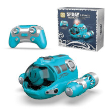 (blue) RC-båt för barn, självrätande LED-lampor, sprayvattenleksak, pool, sjö, uppladdningsbar 2,4 GHz