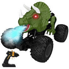 (green, Triceratops) 2025 Mini RC-bilklocka USB-laddning LED-ljus 2,4 GHz handledsracerbil för barn pojkar flickor