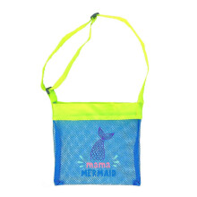(Light blue green bel) Breathable Waterproof Mesh Bag Adjustable Strap Toy Holder Shell Collector Dark Violet
