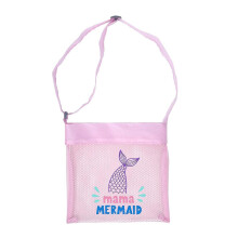 (Pink Color) Sac en filet respirant et imperméable avec bandoulière réglable, porte-jouets et collectionneur de coquillages, violet foncé