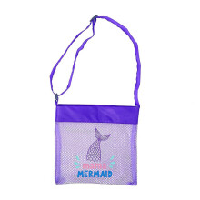 (Dark Violet) Sac en filet respirant et imperméable avec bandoulière réglable, porte-jouets et collectionneur de coquillages, violet foncé