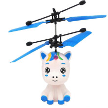 (Blue) Hélicoptère télécommandé 2025, balle volante, rechargeable par USB, dessin animé, cadeau d'extérieur pour enfants, rouge