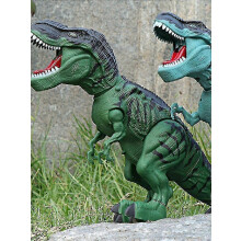 (green) Electric Walking T-Rex Toy Lays Eggs Lights Up Sounds 32.5cm Plastic Dinosaur Model