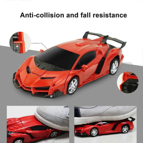 (red) Transform RC Car 1-Button Transforming 360 Rotation Drifting Gift Ages 3+ 1