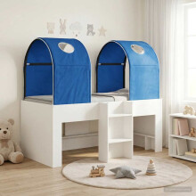 vidaXL Bed with Tunnel 4 pcs White and Blue Engineered Wood