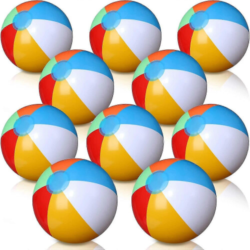 Inflatable Rainbow Beach Ball for Kids and Adults 10pcs