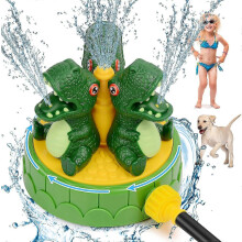 Upgraded Dinosaur Water Sprinkler Toy 360 Rotation with Pressure Control for Outdoor Fun
