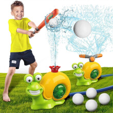 2-in-1 Snail Sprinkler Baseball Toy 360 Rotating Water Game with 2 Heads for Kids Outdoor