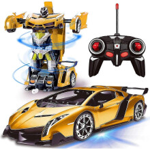 2.4G 1:18 RC Transform Robotbil med Ljus 360 Roterande Stunt Race Uppladdningsbar Leksak