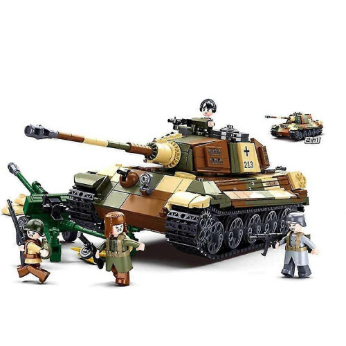MOC WWII Winter Tiger Attack Tunga Tank Flygplan Pusselmontering Militär