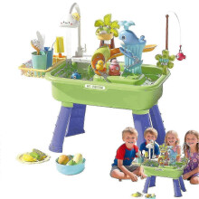 Table de jeu d'eau pour enfants avec pompe, style vert, idéale pour la maison et le jardin (25-26_f5).