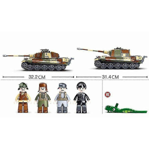 MOC WWII Winter Tiger Attack Tunga Tank Flygplan Pusselmontering Militär 1