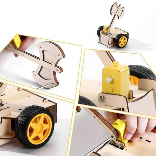DIY Wooden Battle Robot Kit with Triple Motor and Remote Control for STEM Learning 2