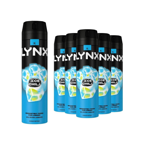 6pk Lynx 48H Fresh Deodorant & Body Spray - Ice Chill | 6 x 200ml