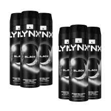 6 Pack Lynx XL All Day Fresh Body Spray Deodorant, Black, 200ml