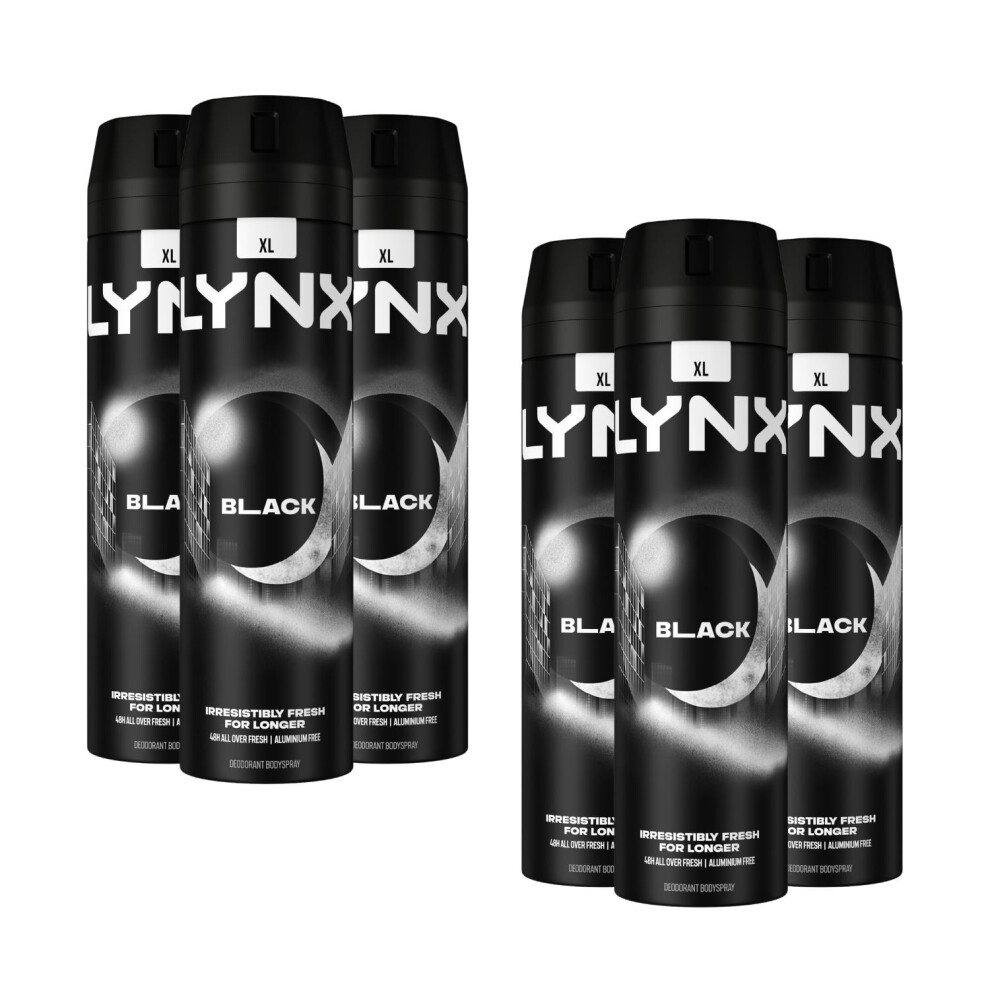 Lynx 6 Pack Xl All Day Fresh Body Spray Deodorant, Black, 200Ml