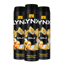 Lynx XL 48-H High Definition Fragrance Gold Body Spray Deodorant 3 Pack, 200ml