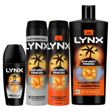 Lynx Sunset Fresh Bundle Spray, Anti-perspirant Aerosol, Body Wash & Roll On