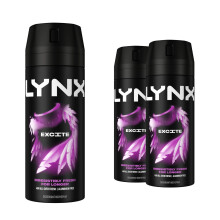 (Buy 3) Lynx Excite Body Spray Deodorant 48Hrs High Definition Fragrance 150ml