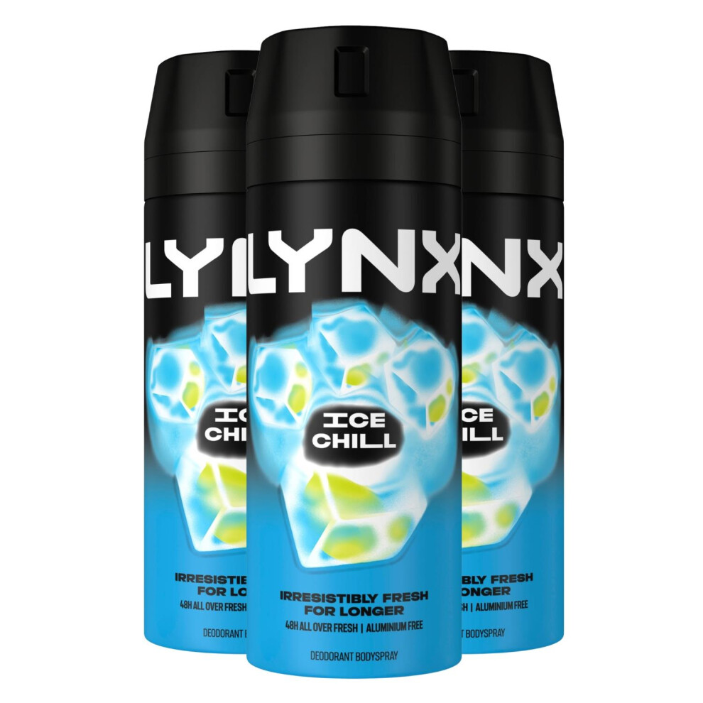 Lynx Men's Black Ice Chill Body Spray 48H High Definition Deodorant 150Ml, 3 Pack In - Image 4