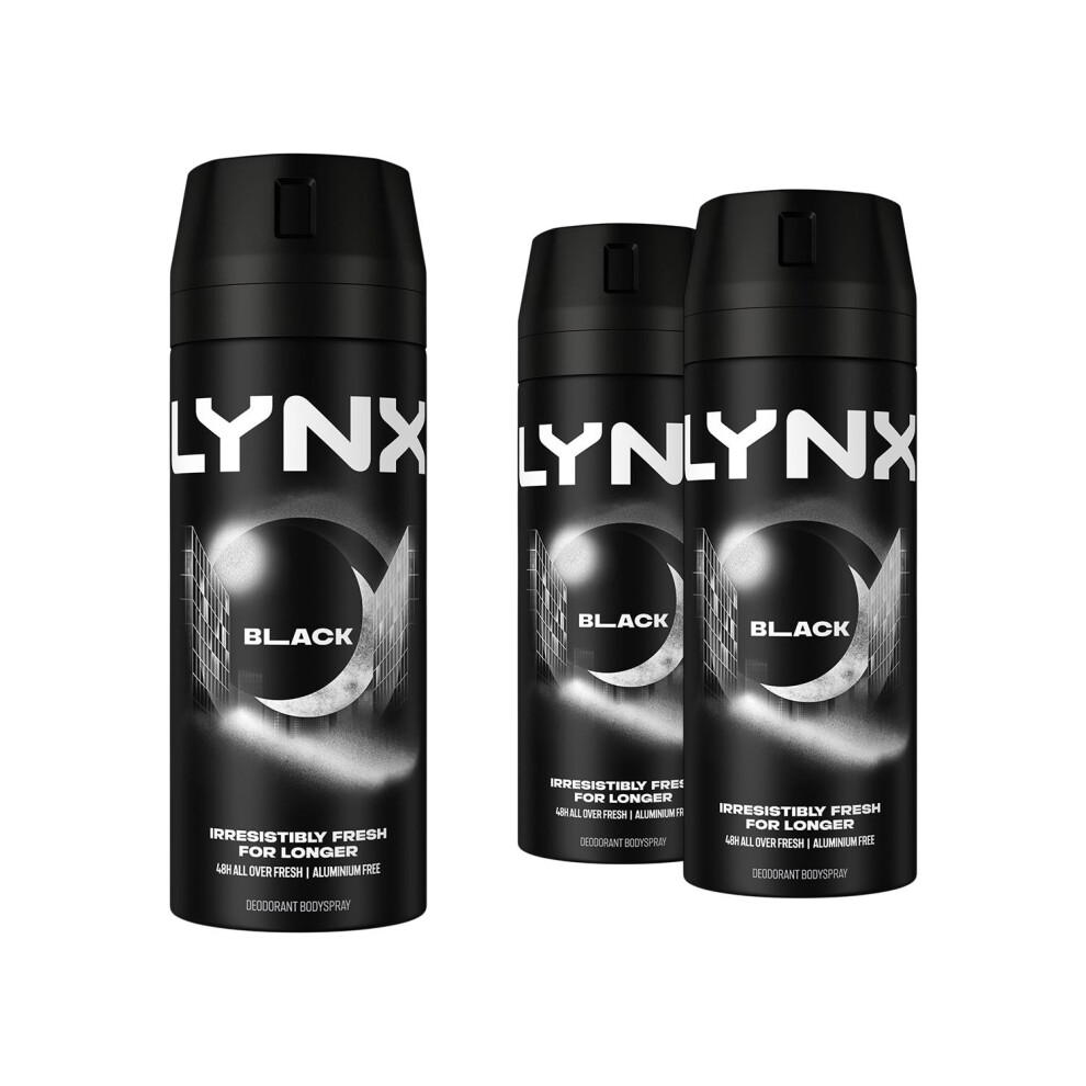 Lynx Black Body Spray Deodorant 48H High Definition Fragrance 3X150ml