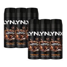 6 pk Lynx Dark Temptation Body Spray Deodorant - 6 x 150ml