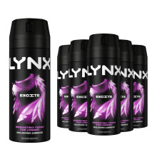 (Buy 6) Lynx Excite Body Spray Deodorant 48Hrs High Definition Fragrance 150ml