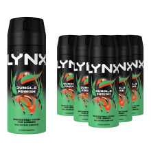 Lynx Jungle Fresh Body Spray Deodorant 150ml - 6 Pack | 48H Odour Protection, Zinc Technology | 62717841